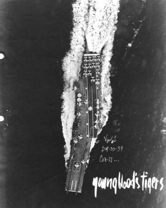 USS Intrepid overhead view during LantFlex 2-58: This photo was the front page of the Newletter . Click on the photo to go to the image page. Once there click on the work "original" to see the full image size.